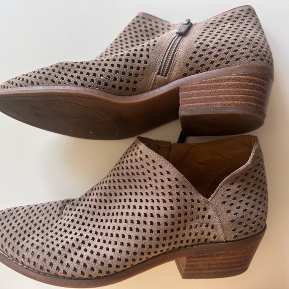 Lucky Brand Shoes - Lucky Brand Bayley Perforated Tan Ankle Boots in Taupe